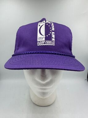 Vtg Relay For Life American Fight Cancer Society Nissin Hat Purple Rope Snapback